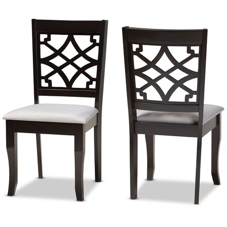 Baxton Studio Mael Modern and Contemporary Grey Fabric and Dark Brown Finished Wood 2-Piece Dining Chair Set 174-10534-Zoro